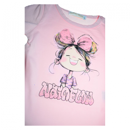 Tricou cu maneca scurta pentru fete, Happy House HH672R, Roz [1]