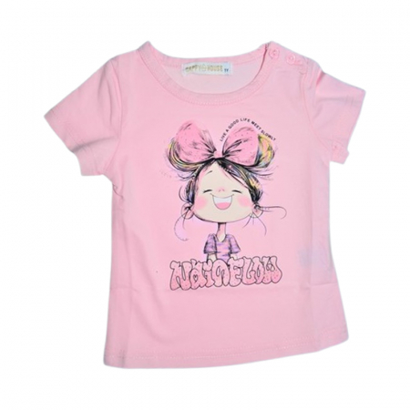 Tricouri fete - Tricou cu maneca scurta pentru fete, Happy House HH672R, Roz