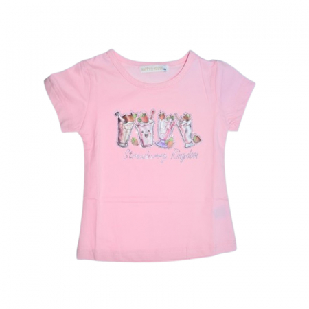 Tricouri fete - Tricou cu maneca scurta pentru fete, Happy House HH675, Roz
