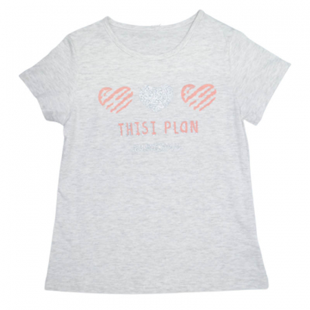 Tricouri fete - Tricou cu maneca scurta pentru fete Happy House T110323-17, Gri