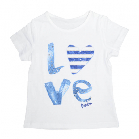 Tricouri fete - Tricou cu maneca scurta pentru fete Happy House T110323-4, Alb