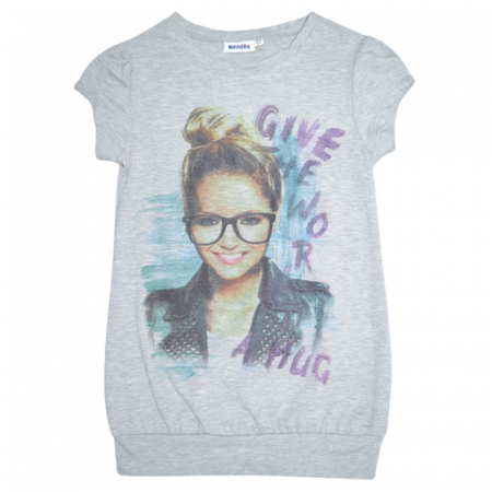 Tricouri fete - Tricou cu maneca scurta pentru fete Wendee DZ39184-2, Gri