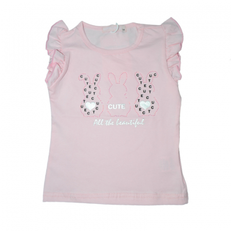 Tricouri fete - Tricou cu maneca scurta pentru fete Happy House WB-2934B, Roz