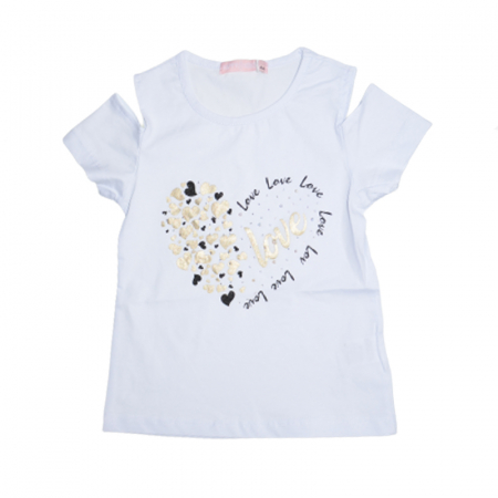 Tricouri fete - Tricou cu maneca scurta pentru fete Happy House WB-2940A, Alb