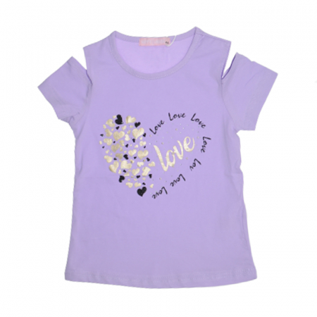 Tricouri fete - Tricou cu maneca scurta pentru fete Happy House WB-2940B, Lila