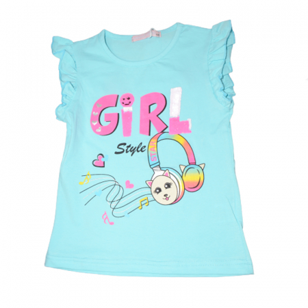 Tricouri fete - Tricou cu maneca scurta pentru fete Happy House WB-2941B, Albastru
