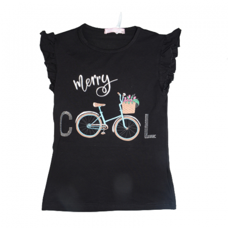 Tricouri fete - Tricou cu maneca scurta pentru fete Happy House WB-2948, Negru