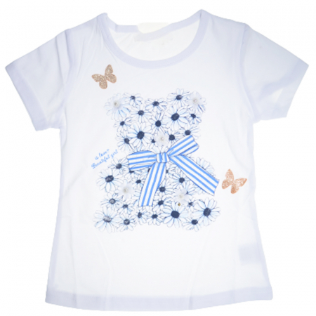 Tricouri fete - Tricou cu maneca scurta pentru fete Happy House HH616A, Alb