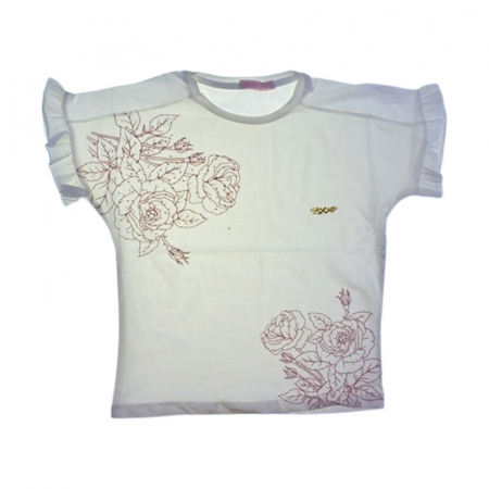 Tricouri fete - Tricou cu maneca scurta pentru fete, Mini Junior, T7573, Alb