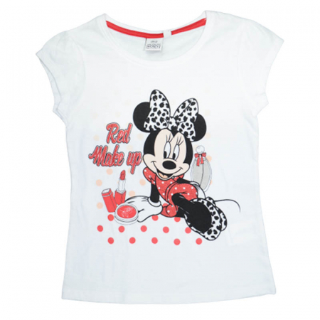 Tricouri fete - Tricou cu maneca scurta pentru fete Minnie Disney T110323-15, Alb