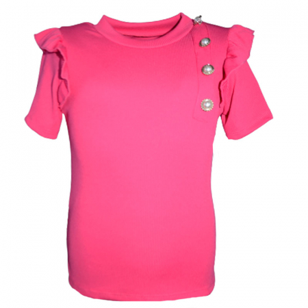 Tricouri fete - Tricou cu maneca scurta pentru fete New Collection 2327R, Roz
