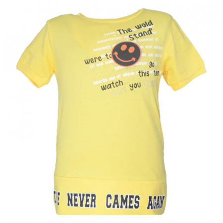 Tricouri fete - Tricou cu maneca scurta pentru fete OLC SVR 230323-D, Galben