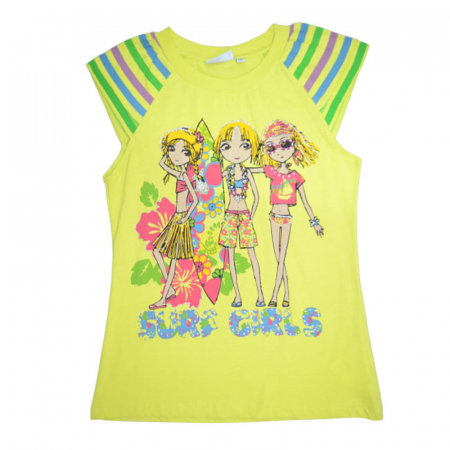 Tricouri fete - Tricou cu maneca scurta pentru fete Wendee BV10500227-2, Galben