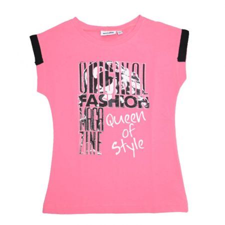 Tricouri fete - Tricou cu maneca scurta pentru fete Wendee DY102171-1, Roz