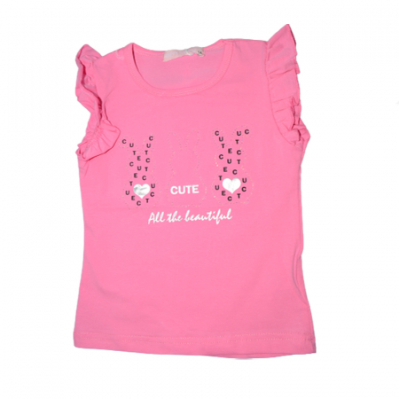 Tricouri fete - Tricou cu maneca scurta pentru fete Happy House WB-2934, Roz