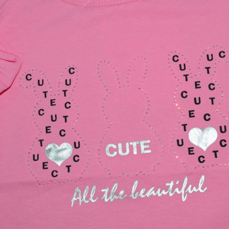 Tricou cu maneca scurta pentru fete Happy House WB-2934, Roz [2]