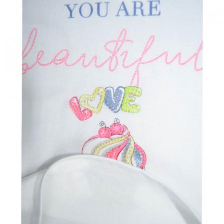 Tricou cu maneca scurta pentru fete Happy House T110323-3, Alb [2]