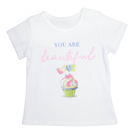 Tricouri fete - Tricou cu maneca scurta pentru fete Happy House T110323-3, Alb