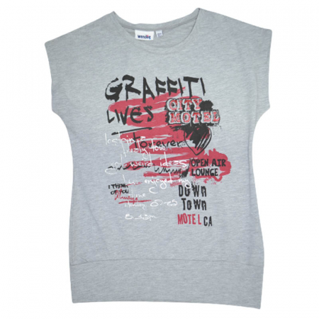 Tricouri fete - Tricou cu maneca scurta pentru fete Wendee DY102145-2, Gri