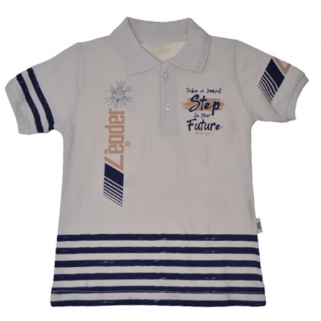 Tricouri baieti - Tricou cu maneca scurta polo pentru copii Wiggle MJ1509C, Crem