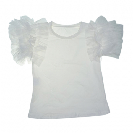 Tricouri fete - Tricou elegant cu maneca scurta pentru fete, Mini Junior, 1218, Alb