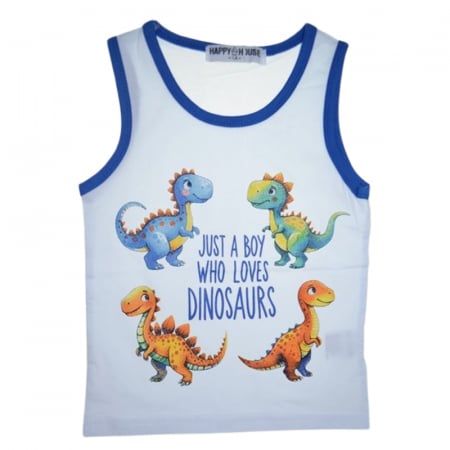 Tricouri baieti - Tricou fara maneci pentru baieti, Happy House, WY852A, Alb
