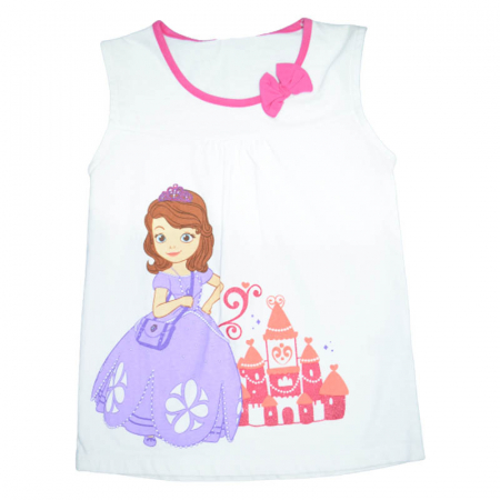 Tricouri fete - Tricou fara maneci pentru fete Sofia Disney T110323-19, Alb