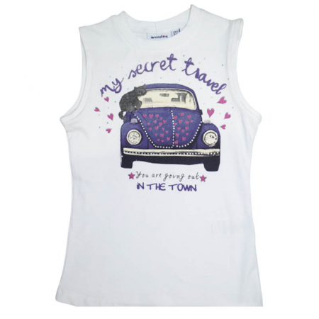 Tricouri fete - Tricou fara maneci pentru fete Wendee DS101140-1, Alb