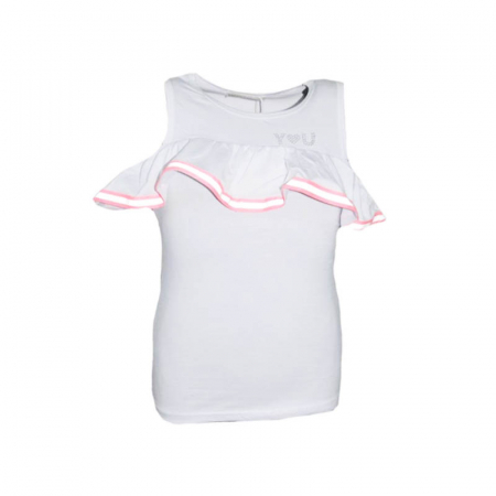 Tricouri fete - Tricou fara maneci pentru fete Happy House WB-2774-128 cm, Alb