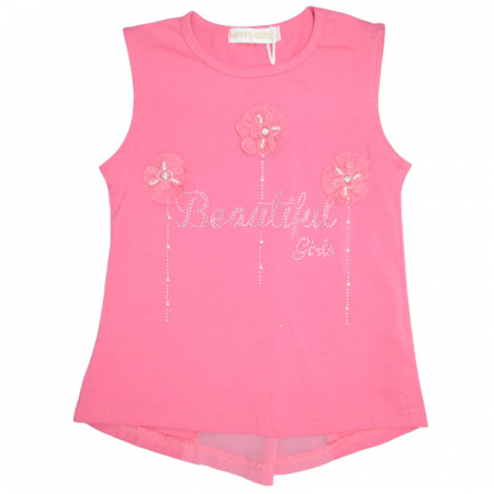 Tricouri fete - Tricou fara maneci pentru fete Happy House WB-2002, Fucsia