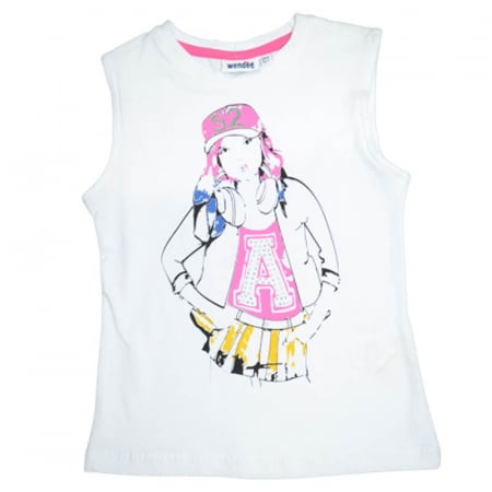 Tricouri fete - Tricou fara maneci pentru fete Wendee FS102242-1, Alb