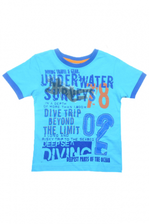 Tricouri baieti - Tricou cu maneca scurta pentru baieti Wendee DY101272-1T-98, Turcoaz