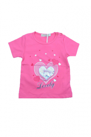 Tricouri fete - Tricou cu maneca scurta pentru fete Happy House WB-2548F-98, Fucsia