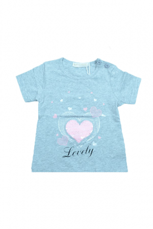 Tricouri fete - Tricou cu maneca scurta pentru fete Happy House WB-2548G1-86, Gri