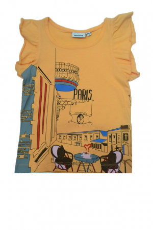 Tricouri fete - Tricou cu maneca scurta pentru fete Wendee BV BV 10500323-2-128, Portocaliu
