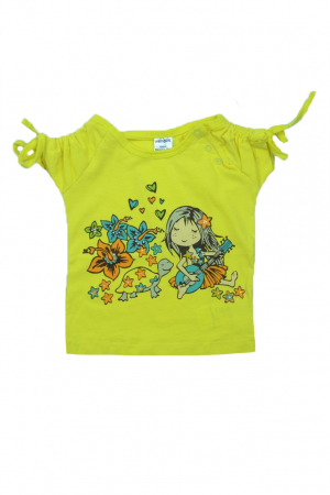 Tricouri fete - Tricou cu maneca scurta pentru fete Wendee BV10500286G, Galben