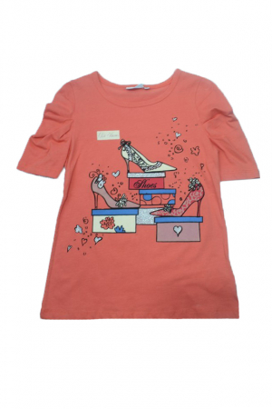 Tricouri fete - Tricou cu maneca scurta pentru fete Wendee BV10500301-2-128, Coral