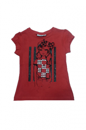 Tricouri fete - Tricou cu maneca scurta pentru fete Wendee DY102121-1-104, Rosu