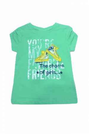 Tricouri fete - Tricou cu maneca scurta pentru fete Wendee DY102145-1-116, Verde
