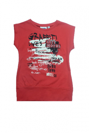 Tricouri fete - Tricou cu maneca scurta pentru fete Wendee DY102149-2-128, Rosu
