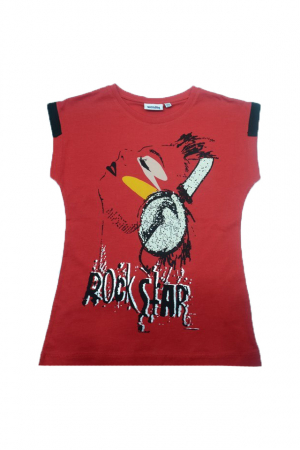 Tricouri fete - Tricou cu maneca scurta pentru fete Wendee DY102151-2-128, Rosu