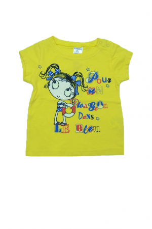 Tricouri fete - Tricou cu maneca scurta pentru fete Wendee DY102194, Galben