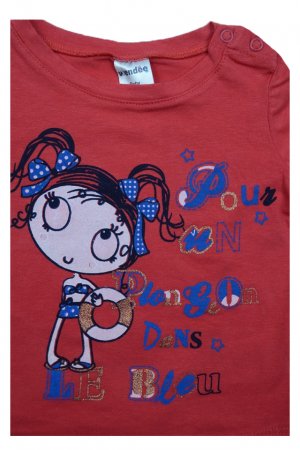 Tricou cu maneca scurta pentru fete Wendee DY102194R, Rosu [2]