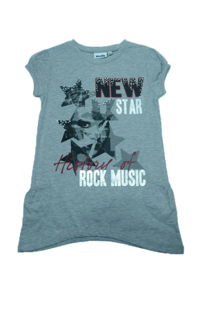 Tricouri fete - Tricou cu maneca scurta pentru fete Wendee DY39121-2-128, Gri