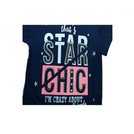 Tricou cu maneca scurta pentru fete Happy House FOFO-062B, Bleumarin [2]