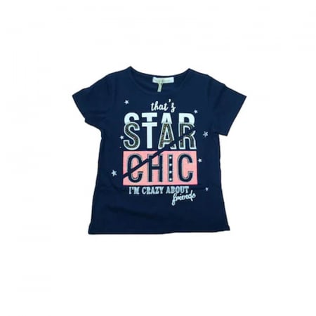 Tricouri fete - Tricou cu maneca scurta pentru fete Happy House FOFO-062B, Bleumarin