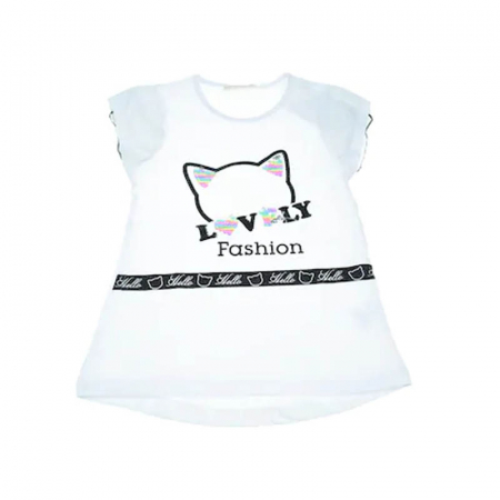 Tricouri fete - Tricou cu maneca scurta pentru fete Happy House WB-2770, Alb