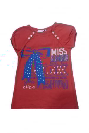Tricouri fete - Tricou cu maneca scurta pentru fete Wendee DY102122-2-128, Rosu