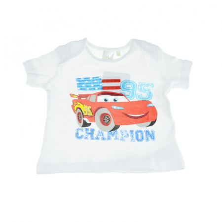 Tricouri baieti - Tricou pentru baieti E Plus M Cars DISC5102687, Alb