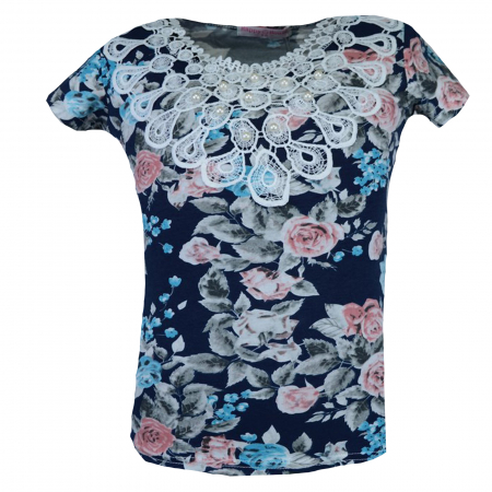 Tricouri fete - Tricou pentru fete Happy House CVC-1151-1, Bleumarin